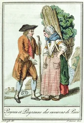 Chłopi z regionu paryskiego, z „Encylopedie des Voyages” Julesa Grasseta de Saint-Sauveur (1757-1810) 1796